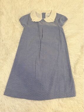 EdgeHill collection Girl cap sleeve Polka Dot Cotton Dress with Peter Pan Collar